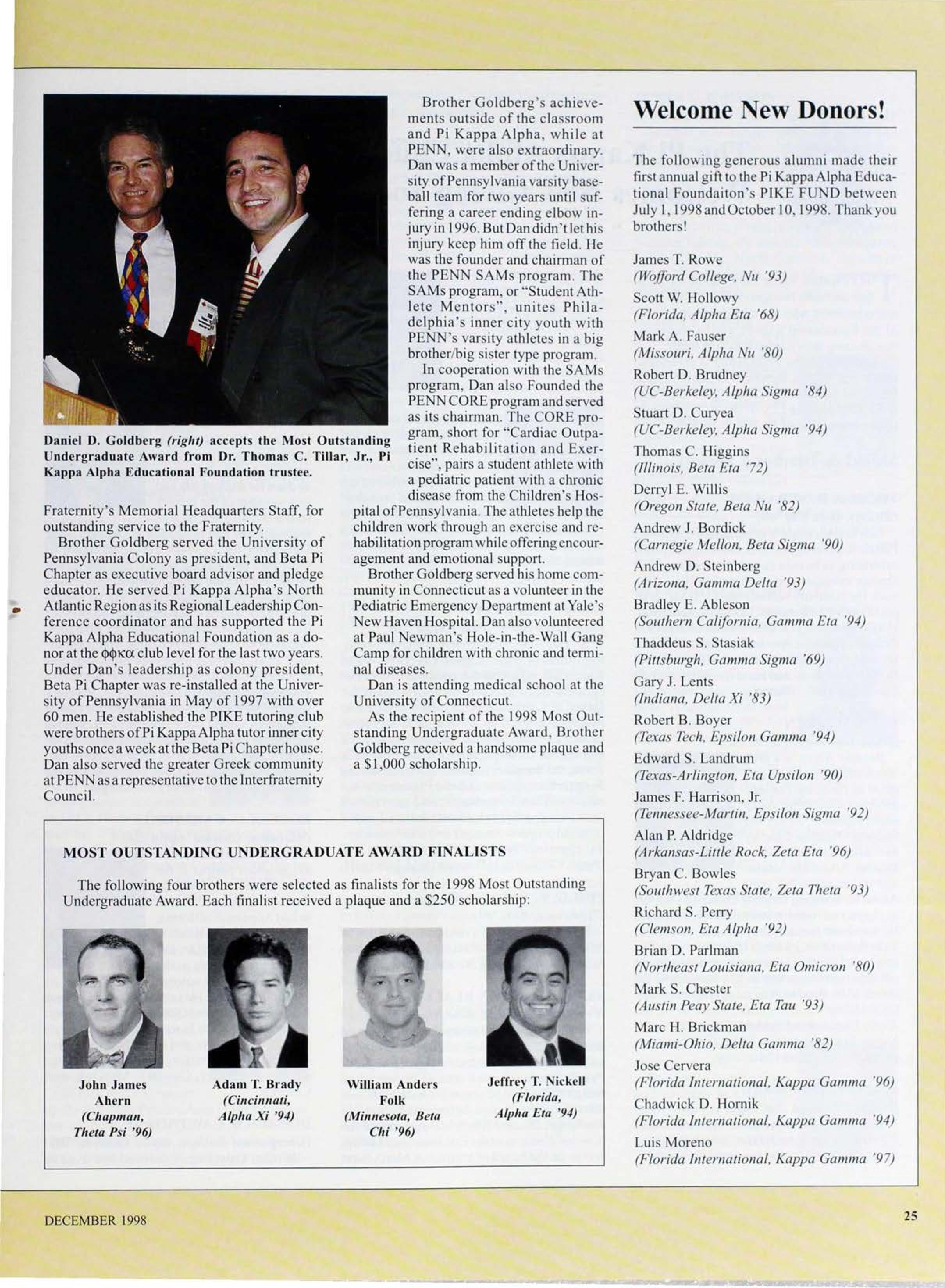 Most Outstanding Undergraduate Award Finalists